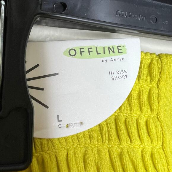 Offline by Aerie Real Me Smocked Leggings Large Green Rush Athletic Fitness New - Picture 7 of 13